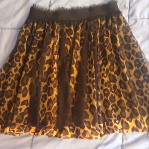 Forever 21 Twist short party skirt animal print black mesh overlay